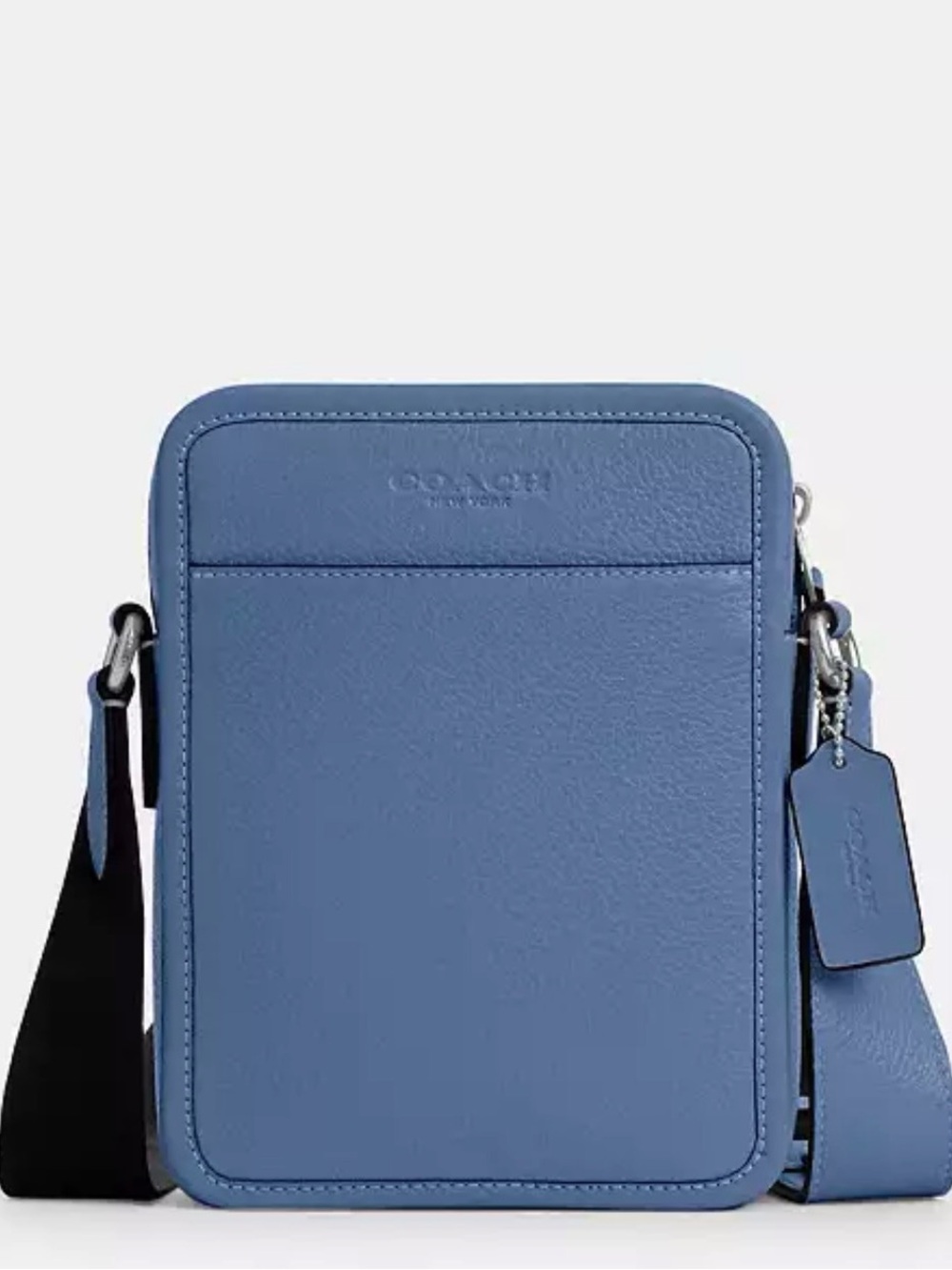 🩵Coach NWT Blue Leather Men’s Sullivan Crossbody with Silver Hardware